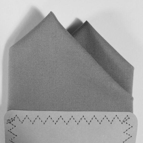 New - Battleship Grey Cotton Pre-Folded Pocket Square Handkerchief Insert - Picture 7 of 7